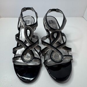 Anne Klein Iflex Women’s Black Metallic Strappy Dress Sandals Size 7.5M